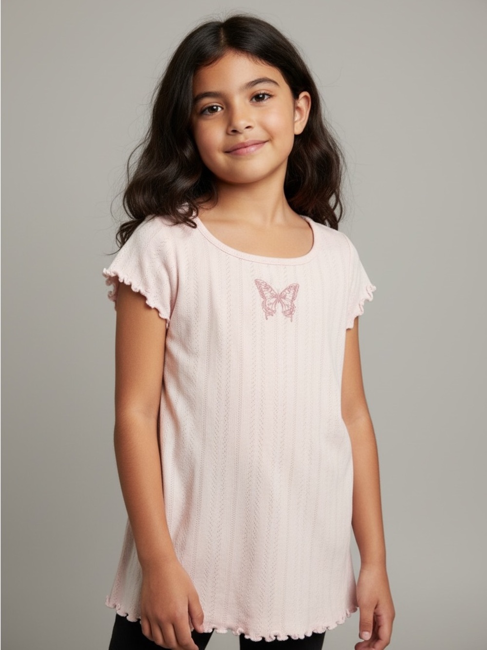 Carter's Light Pink Butterfly Ruffle Sleeve Pajama Top